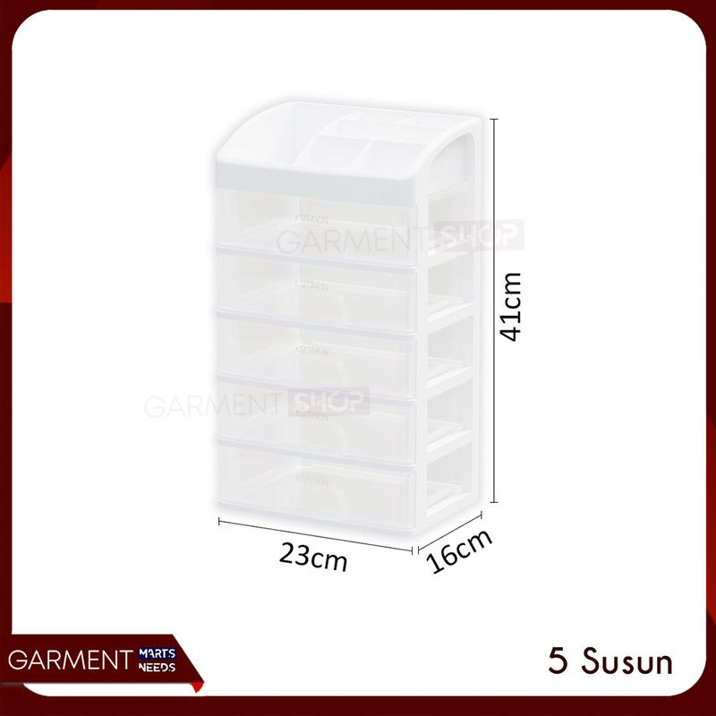 Rak Kosmetik 5 Susun Laci Tarik Organizer Meja Rias Kamar Storage Serbaguna Plastik Putih Aesthetic Bagus 4