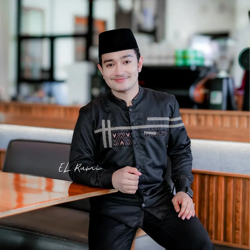 Baju koko Atasan Muslim Pria Dewasa Elrumi Motif Hashtag Batik Lengan Panjang 2