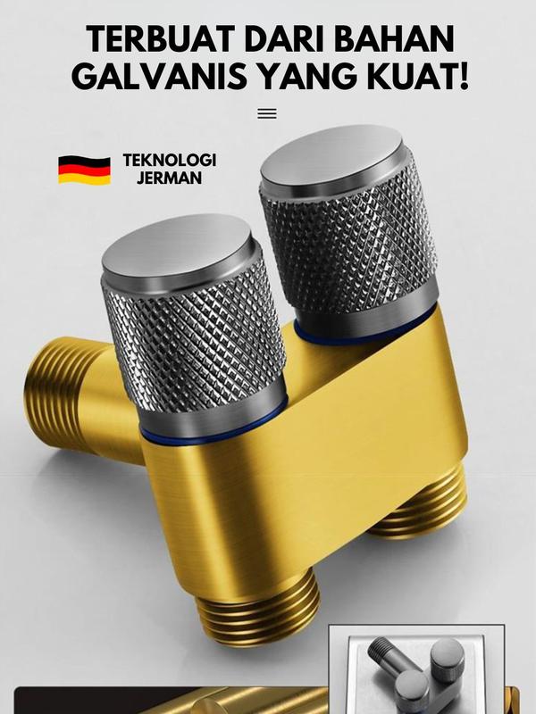 Kran Cabang dan Jet Shower SUS 304 Toilet Hitam Matte 1/2 Inch dengan Selang 1.5M Kran Air Double Kran Washing Machine Bidet Spray 4