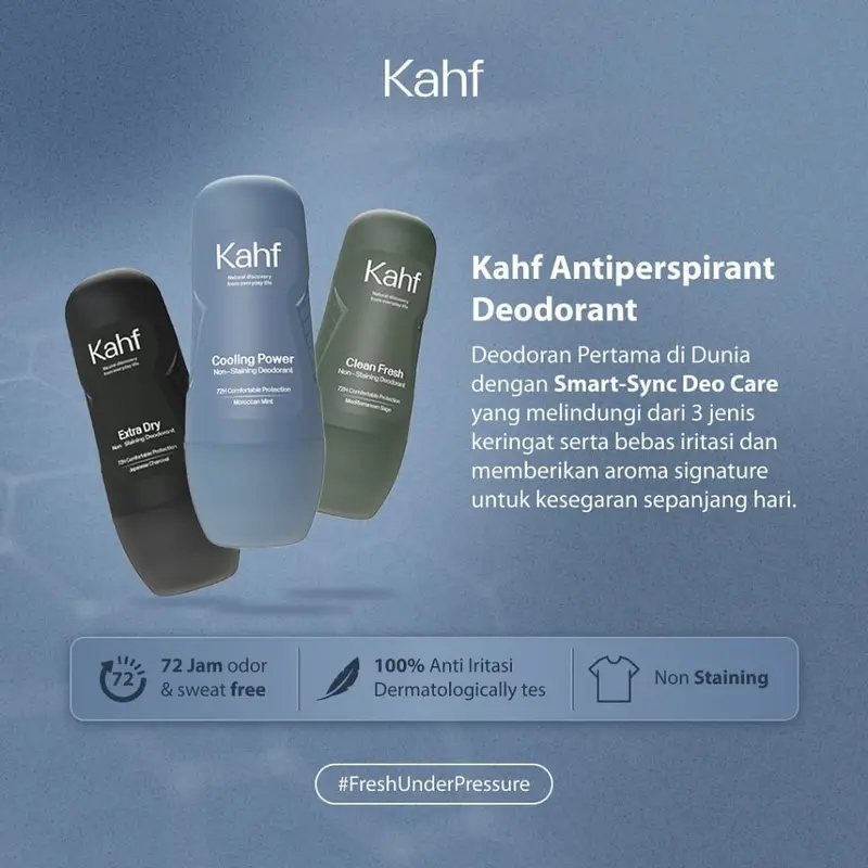 Kahf Antiperspirant Deodorant Roll On 45ml/Clean Fresh/Cooling Power/Extra Dry Bau Kering 6