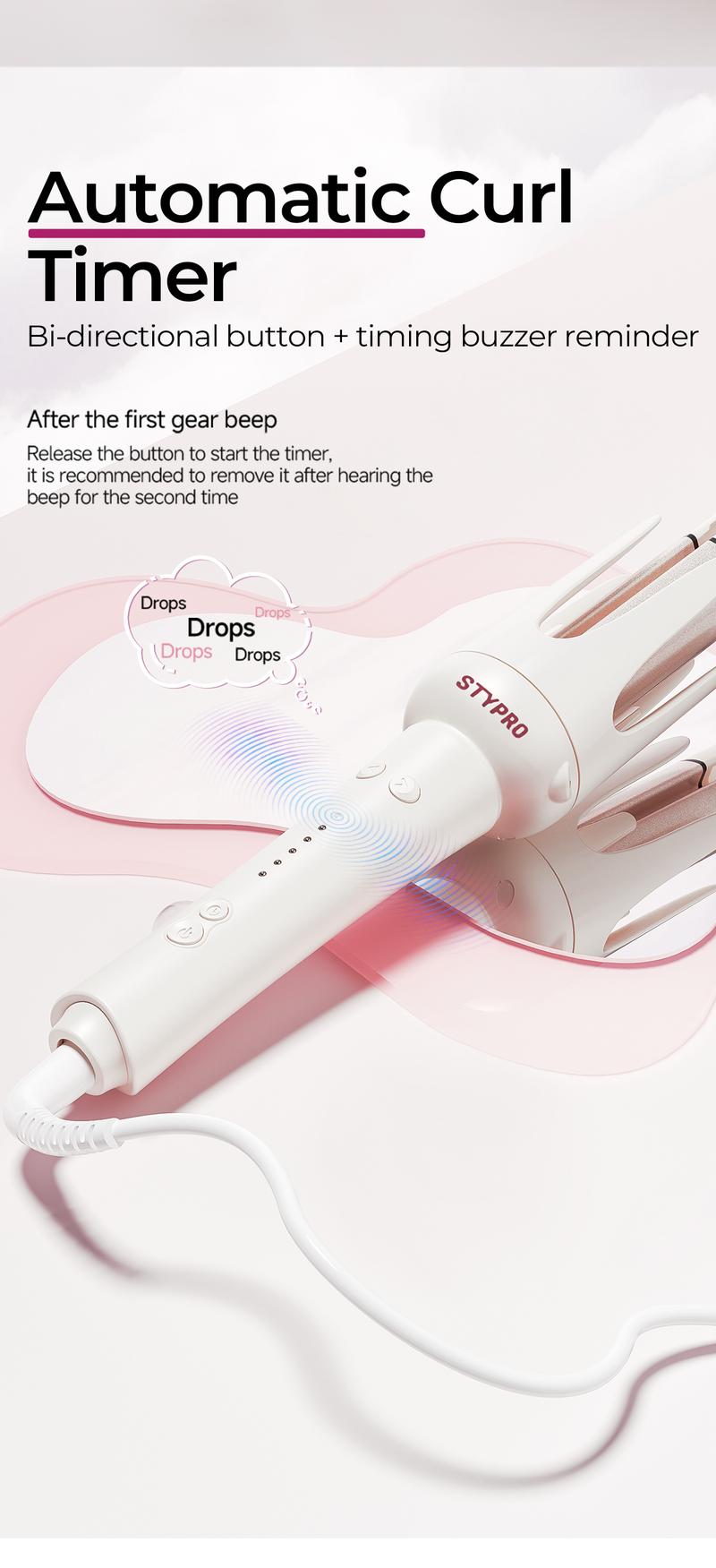 Product Introduction of STYPRO Multi In One Automatic Curling Iron Pink 25mm+32mm + Professional Hair Care Comb | Catokan Keriting Otomatis Hair Styler Curly | Sisir Tanduk Sisir Rambut Keriting ST-40014002 47