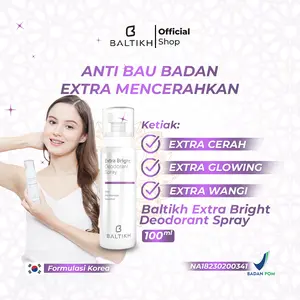 NEW 100 ML BALTIKH Extra Bright Deodorant Spray with Bakuchiol - Deodorant Keti. & Slengki Lipatan Extra Wangi Memorable dan Alami Pencegah Bau Badan + Anti Ketiak Basah Pencerah Bakuchiol