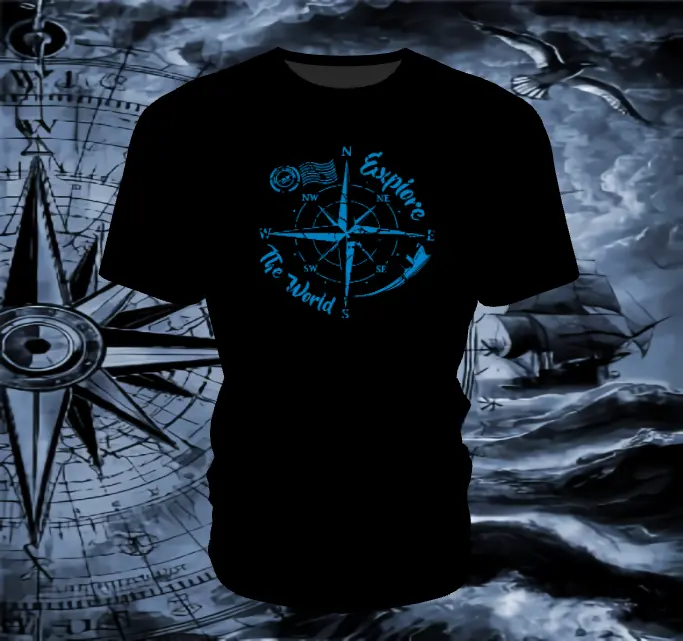 Kaos Desain Kompas Pria/Wanita Sablon Distro Baju Oblong Dewasa Unisex Keren Santai Atasan Polos Katun Pendek - Combed 24S Casual Nyaman Formal Panjang Jeans Kerah