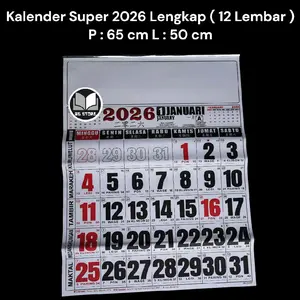 Original Kalender Super Jumbo 2026 Lengkap 12 Lembar Kalender Dinding