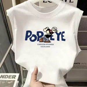 Rompi kaos tanpa lengan gaya Amerika untuk pria, kaos olahraga kebugaran musim panas, leher bulat, lengan pendek longgar, model terbaru 2026 untuk pria dan wanita, atasan pasangan.