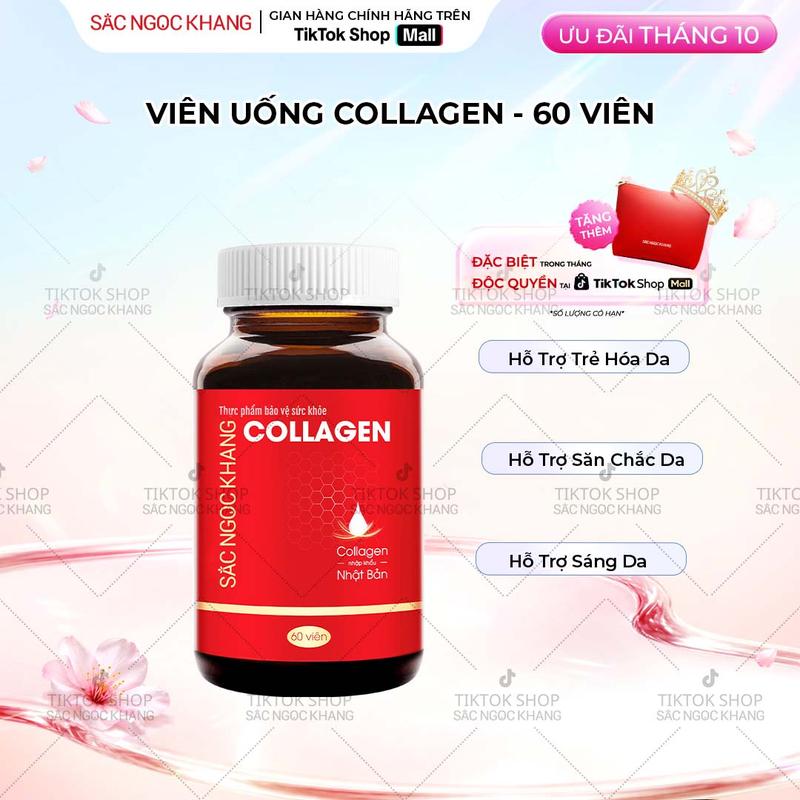 Viên Uống Đẹp Da Collagen Dipeptide Sắc Ngọc Khang [Hũ 60 viên] - Hỗ Trợ Da Tươi Trẻ Đàn Hồi Săn Chắc Cải Thiện Da Lão Hóa Chảy Xệ
