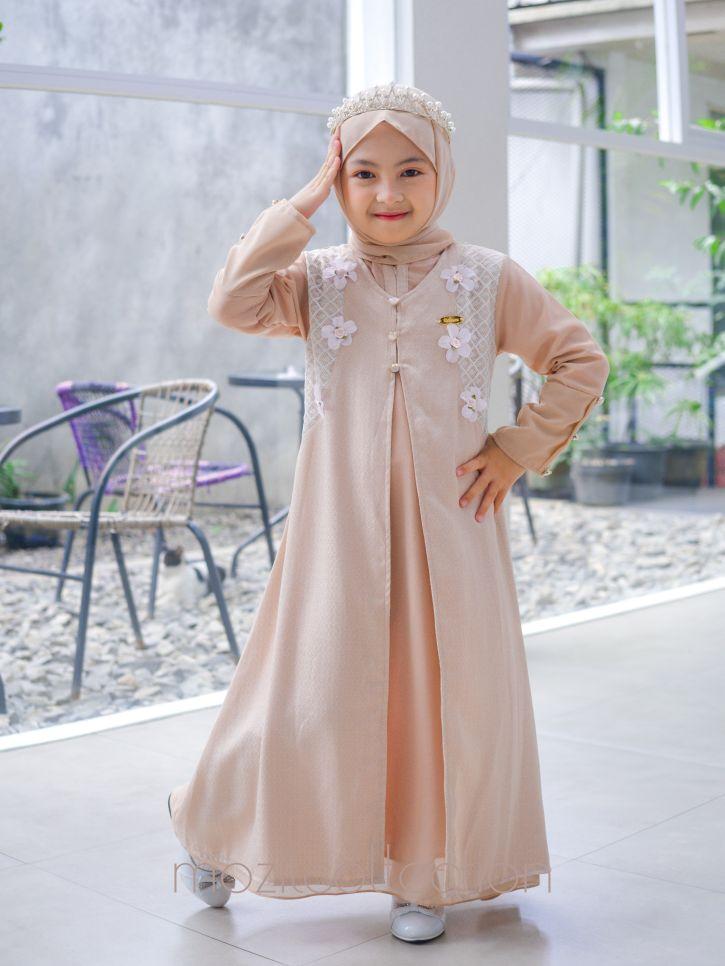 Aisha Kids Set Hijab Gamis Anak Usia 3-13tahun Terbaru Ceruty Baju Muslim Lebaran