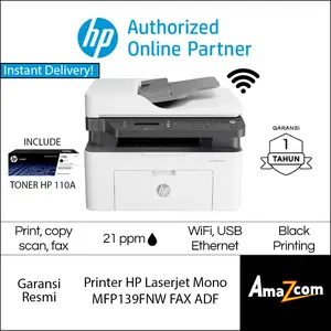 HP LaserJet MFP 139FNW Printer Wireless All In One Laser Jet M139FNW (Pengganti Printer HP 137FNW)