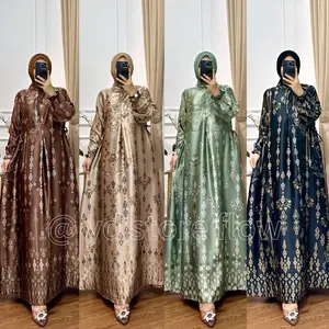 Gamis AQILLA Bahan Silk Premium Dengan Motif Cantik Busui Friendly | Ready Size M-6L |