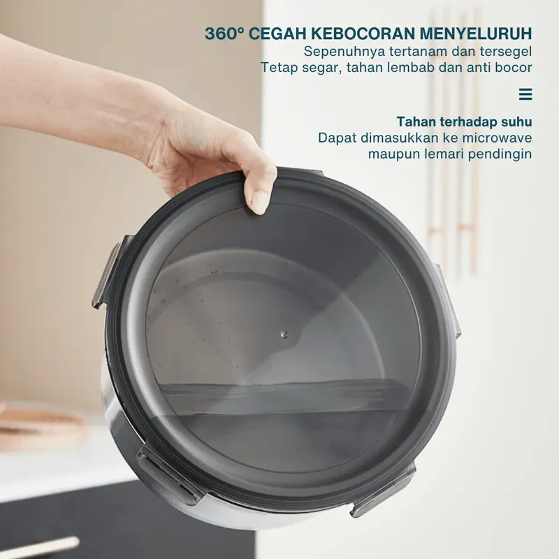 Kotak Makan Stainless Anti Bocor Anti Bau - [BULAT] Tempat Makan Toples Foodgrade dengan Penutup Klip - Kitchenware 7
