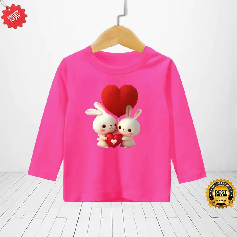 kaos motif rabbit/pakaian anak perempuan lengan panjang umur 1-12 tahun 086 0