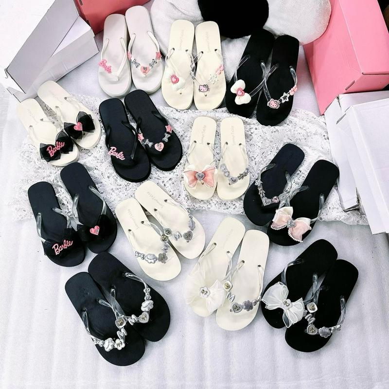 DÉP KẸP NƠ 2025 - DÉP THIẾT KẾ SANG CHẢNH - DÉP NỮ - DéP Shoes Women GiàY - Dép Lê - Xỏ ngón 2 dep kieu guốc đi biển vip có đính charm xinhlung xinh déplê giay depsieuben tông mềm deptoong