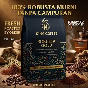 Kopi Robusta 1Kg Murni Premium 100% Bubuk Biji Kopi Gunung Kelir Natural Process Medium Dark Kopi Sangrai & Bubuk Crema Tebal Rasa Mantap