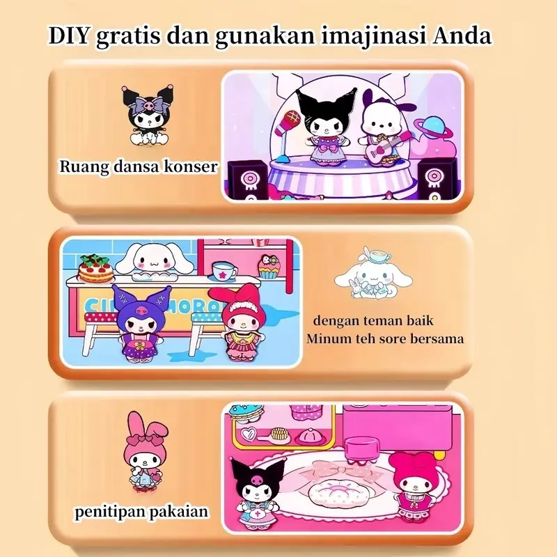 Buku Stiker Magnet Karakter Magnetic Sticker Books Buku Mainan Edukasi Quiet Books Magnetic Suction Karakter Edukasi / Magnetic Sticker Book / Quite Book Sanrio 2