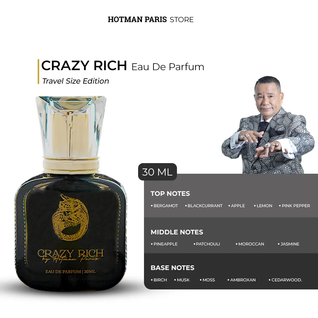 Parfume Crazy Rich By Hotman Paris ( For Men )- Travel Size 30 ML Hitam Perfume Pria