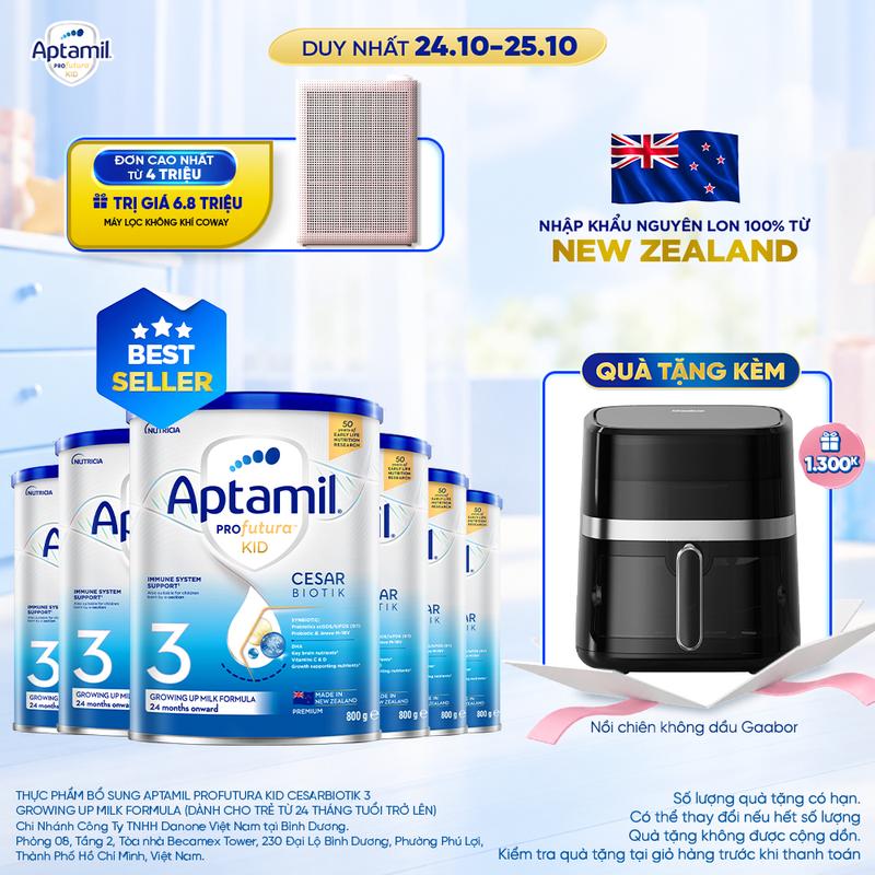 Combo 6 Sữa bột Aptamil Profutura Kid Cesarbiotik New Zealand hộp thiếc số 3 (800g) trên 24 tháng_LSA