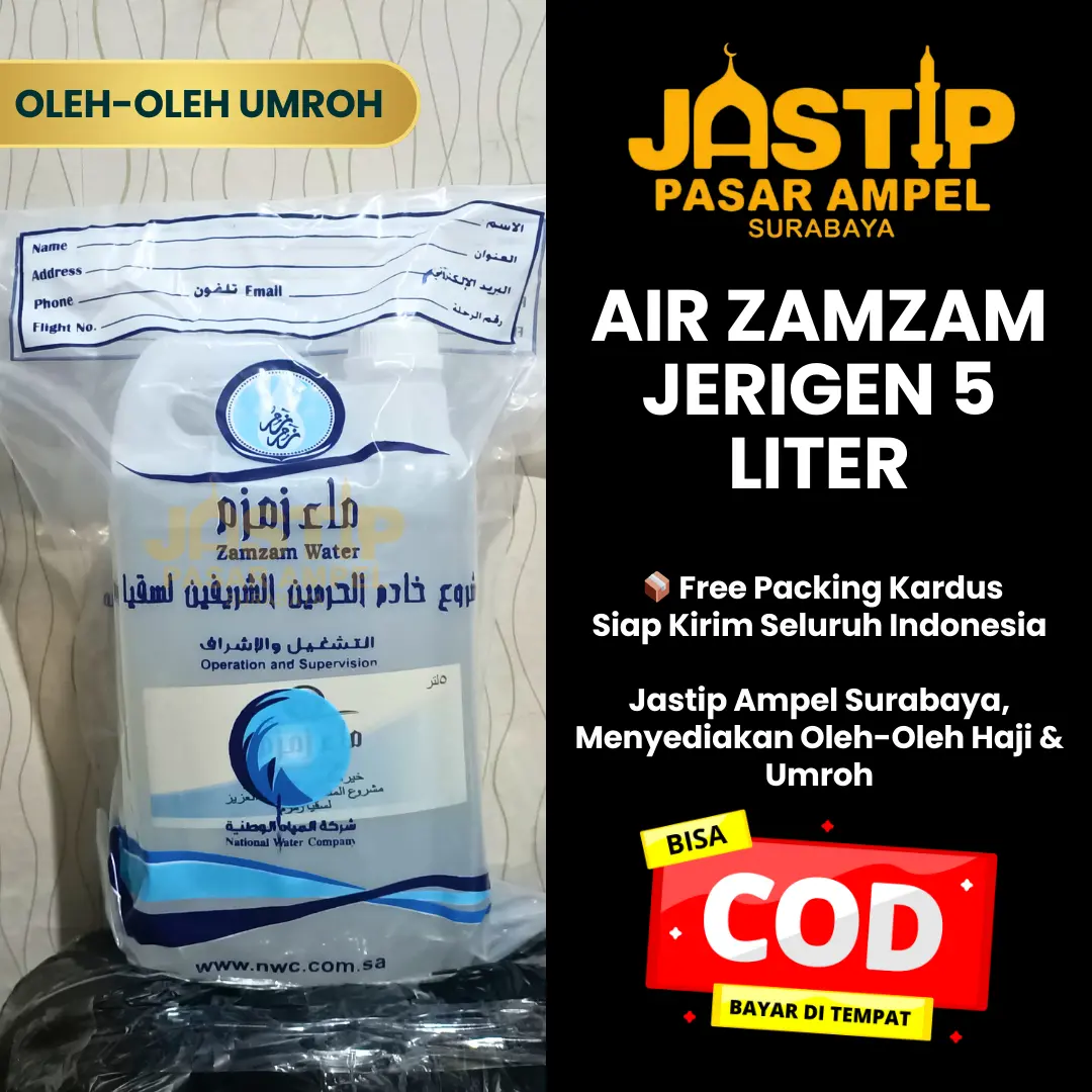 Air Zamzam Kemasan Jerigen 5 Liter – Untuk Oleh Oleh Haji Umroh