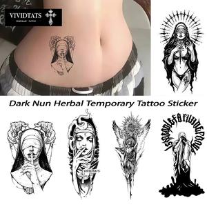 Nun Temporary Tattoo Sticker, Herbal Temporary Tattoo Sticker, Semi - Permanent Arm Juice Tattoo Color, Waterproof, Long - Lasting for Men and Women, Non - Reflective broken  chain  tattoo  sticker