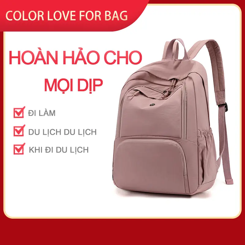 Balo cặp đi học Taffeta Gấp Gọn Siêu Nhẹ | Balo Đa Năng Chống Trầy + Ngăn Riêng, Móc Vali | Đi Làm, Du Lịch (Nhiều Màu) 2
