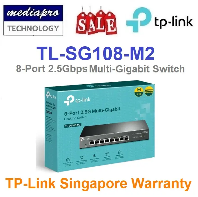 TP-LINK TL-SG108-M2 8-port 2.5Gbps Multi-Gigabit Desktop Switch (Support 2.5G / 1G ) ( TL-SG108 M2 / SG108 M2 ) - Local TP-Link Singapore Warranty