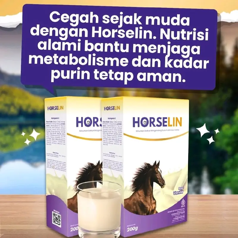 Susu Kuda Horselin 200 Gram Kuatkan Tulang Lansia Nutrisi Tinggi Kalsium Untuk Sendi & Asam Urat Alami Milk Dairy 1