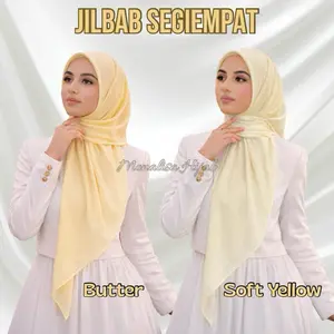 Segiempat Soft Yellow & Butter | Kerudung Tegak Dan nyaman