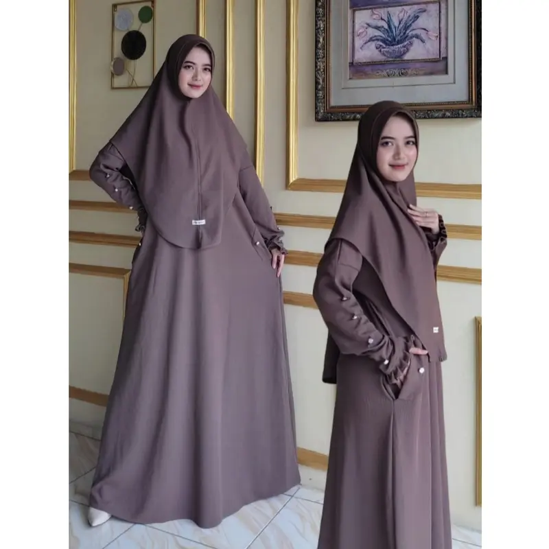 Gamis Afifah terbaru (Gamis viral akhir tahun 2024) Bahan kenit melar Wanita Dewasa Muslim 2