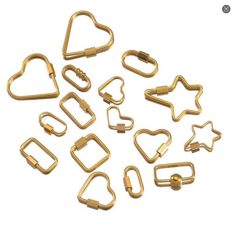 Fastener Keychain 1PC Gold Stainless Steel Geometric Screw Carabiner Lock Connector ...