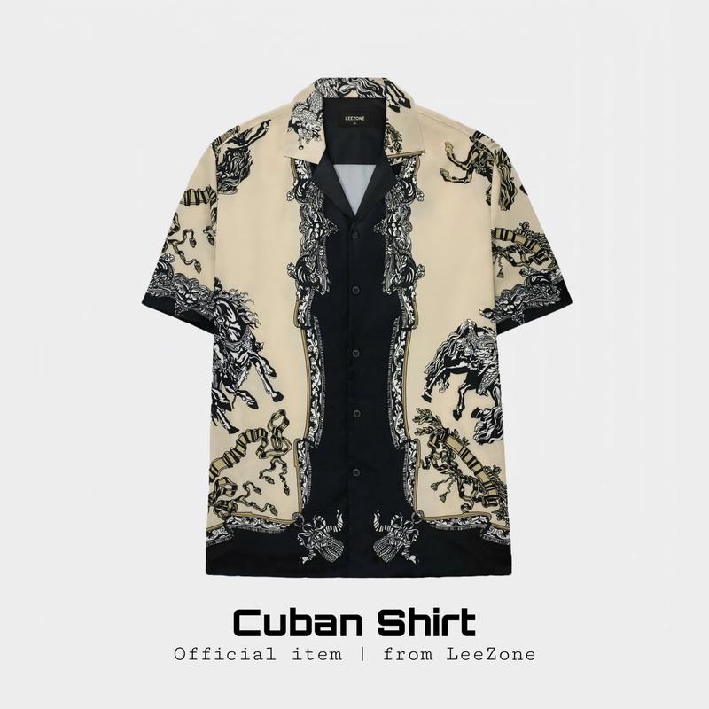 Sơmi Dark Horse | Cuban Shirt LEEZONE form rộng Menswear Áo