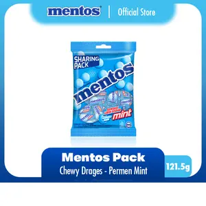 Mentos Chewy Dragees Mint Pack 121.5g - Permen Kenyal Rasa Mint 1pcs