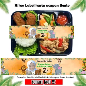 Stiker label makanan bento isi 10 pcs (1000/pcs) REQUEST VIA CHAT TOKO ukuran 30*5cm + Desain foto anak Paper belt bento/kartu ucapan/stiker bento/stiker tedak Siten/stiker ulang tahun/stiker tasyakuran khitan/stiker tasyakuran aqiqah