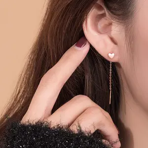 Anting Titanium Wanita Love Juntai Anti Karat Tidak Luntur Earrings