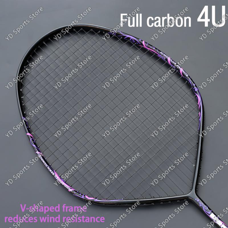 Vợt Cầu Lông Hình Chữ V 4U 84-88G Tập Luyện Chuyên Nghiệp, Vợt Sợi Carbon, Vợt Tấn Công Strung, Độ Căng Cao, Túi 30LBS, Thể Thao Tốc Độ