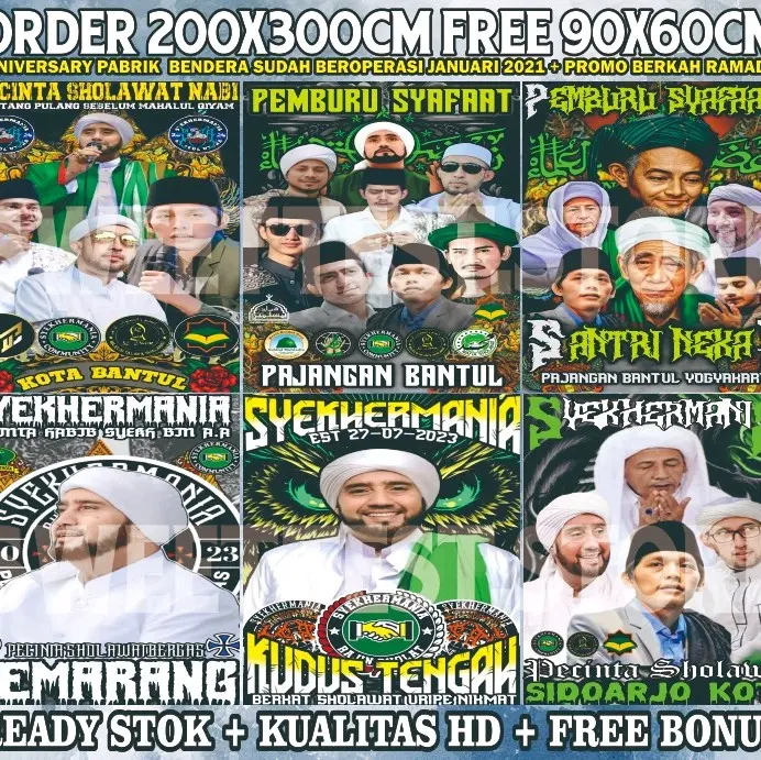 BENDERA GUS IQDAM 200X300 1 HARI JADI TANPA PREE ORDER BONUS STIKER BAHAN RINGAN AWET TIDAK LUNTUR 2