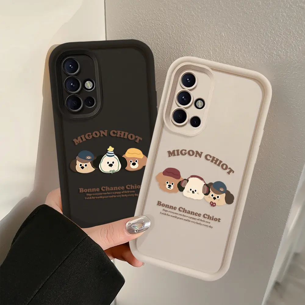 Ins Style Cute Cartoon Puppy Pattern Full-Edge Anti-Scratch Protective Phone Case for Samsung S21 Ultra/S22/S23 - Shockproof Protective Shell Smartphone Cover