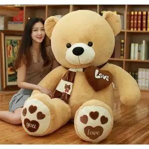 Boneka Teddy Bear Beruang Fluffy Telapak Love Syal Super Jumbo 1.1 METER SNI
