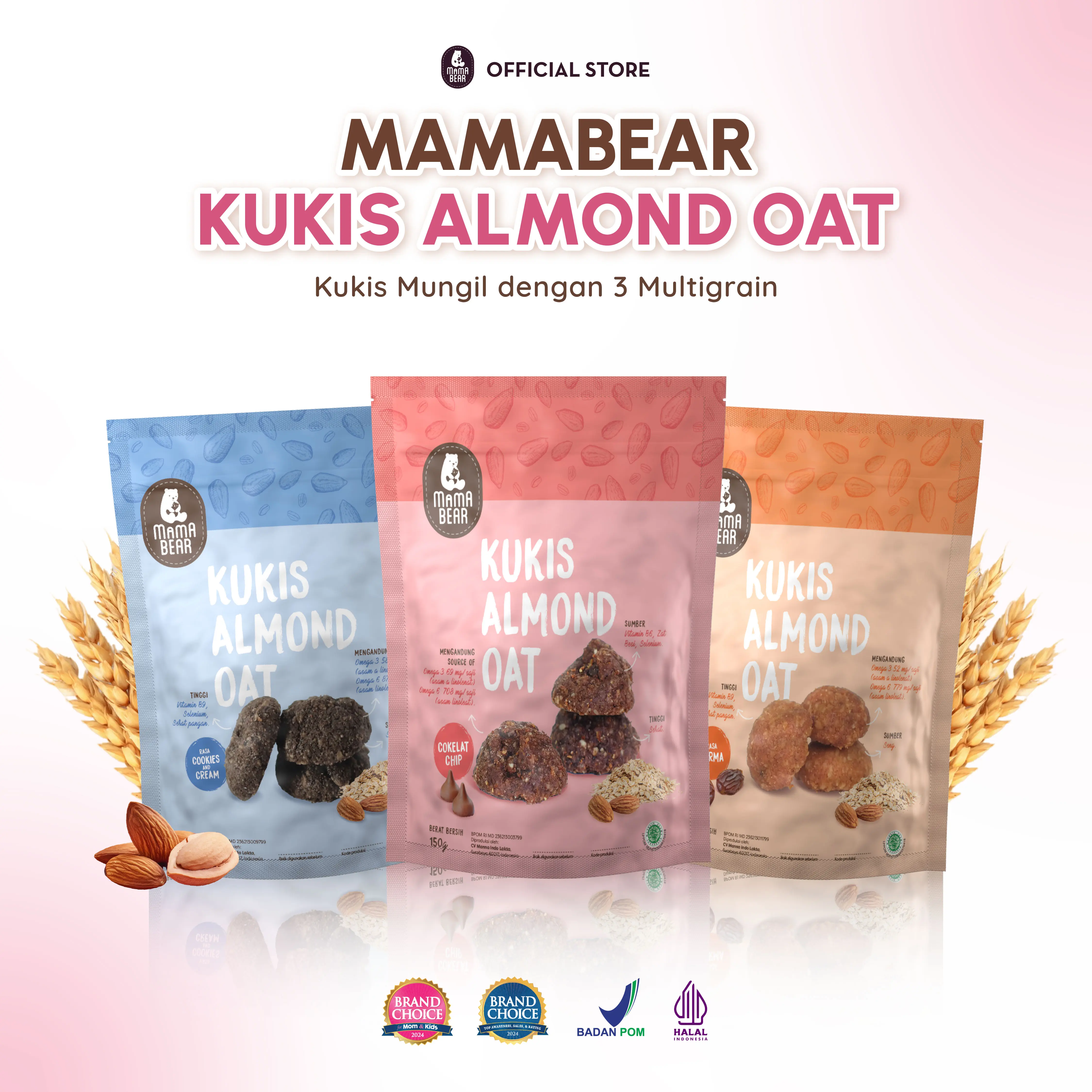 MamaBear KUKIS ALMOND OAT Kukis Mungil Cemilan Snack BPOM Halal