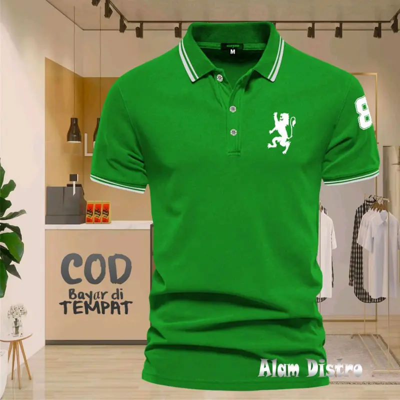 polo shirt Giordano 3D lion mend kaos kerah Napoleon 8 / baju polo Giordano singa  sablon padat 3