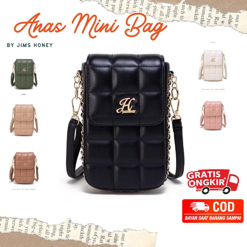 Anas Mini Bag Jims Honey Tas Selempang Bahu HP Wanita Elegan Polos Kulit PU 0