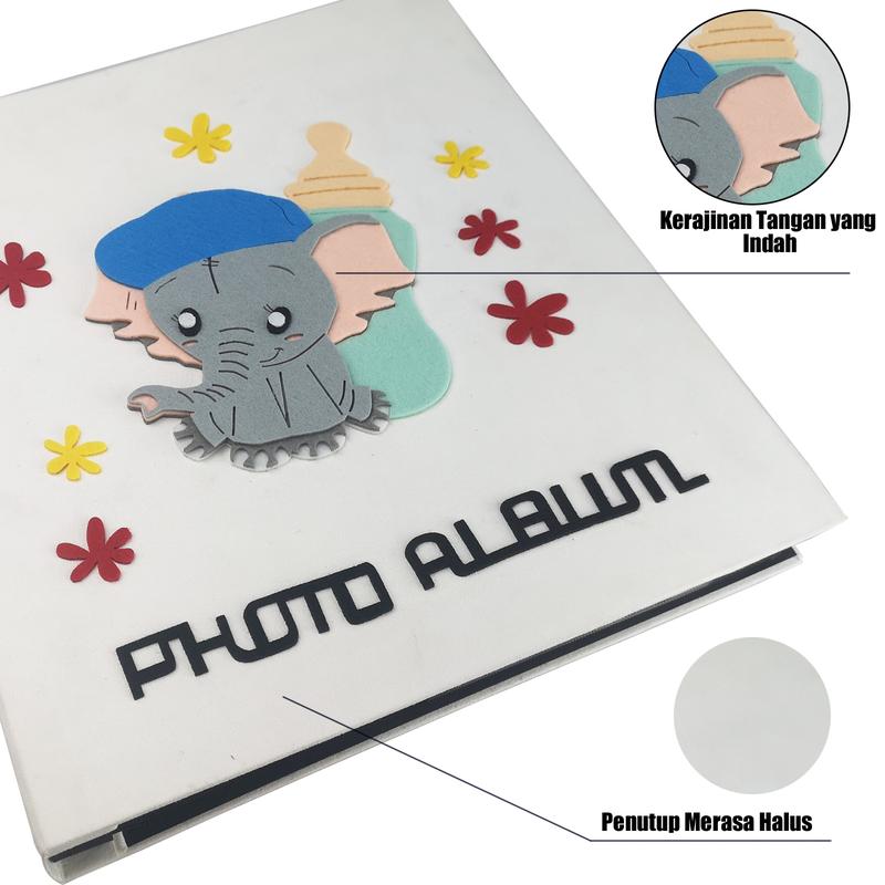Album Foto Bayi 4R 600 Kantong Slip in, Buku Foto Hardcover Felt Kapasitas Besar Buku Foto Menampung 600 Foto Vertikal Horizontal 3
