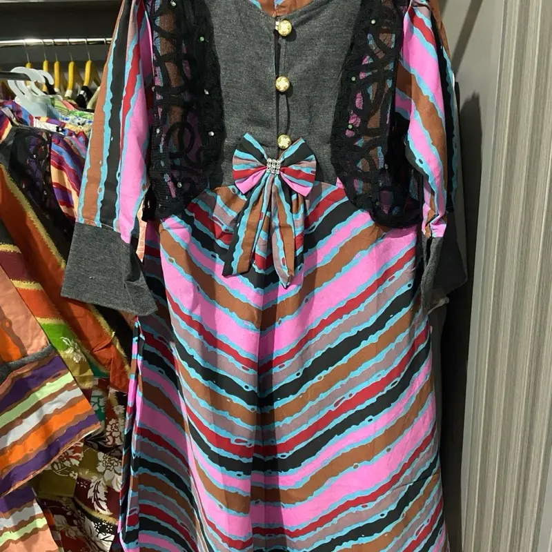 BAJU MUSLIM ANAK SALUR ROMPI RENDA Katun Dress Wanita Panjang