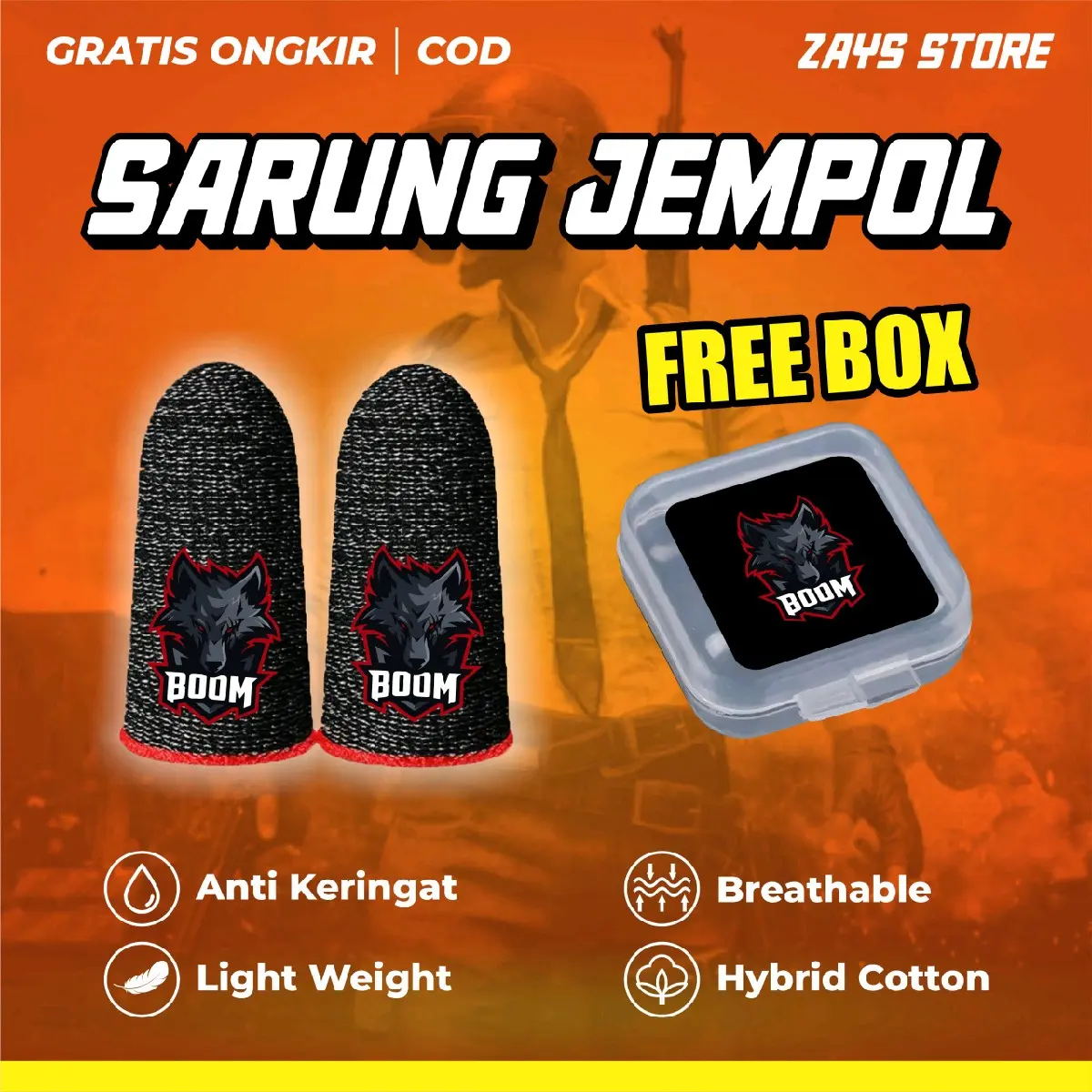FRE BOX SARUNG JEMPOL GAME  -BOOM/ SARUNG GAMING ANTI KERINGAT BASAH LICIN PREMIUM  Accessories finger