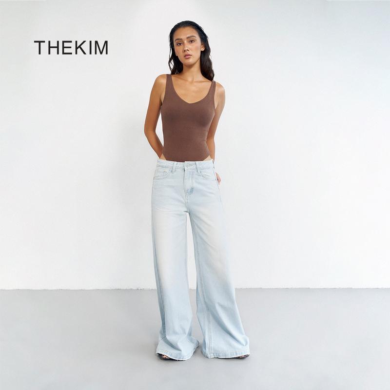 THEKIM Quần jeans dài ống loe to quần jeans ống loe to rộng dáng dài J320
