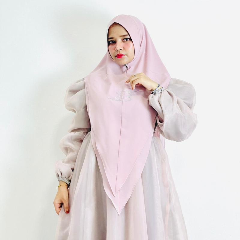 BELIFI  | Rumi Setelan Gamis Syari dengan Khimar Bahan Organza Kombinasi Cotton Madinah 4