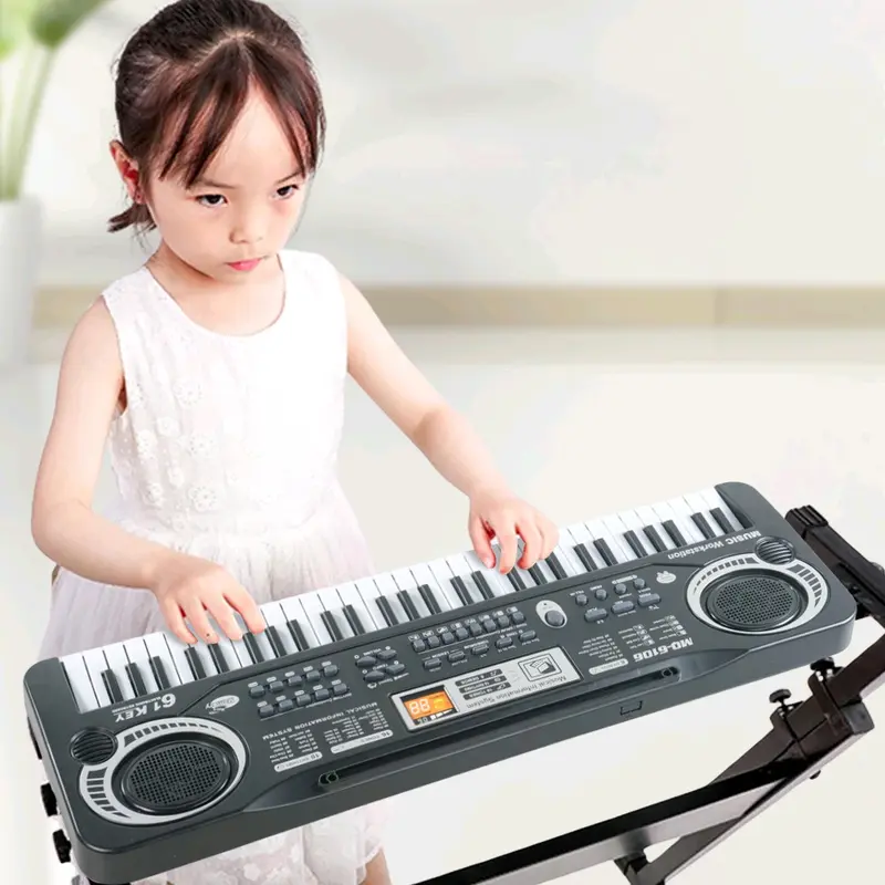 Keyboard Mini Toddi Organ Piano Digital Electronic 61 Tuts - MQ-61061 dengan Mikrofon dan Kabel Daya USB - Plastik 5