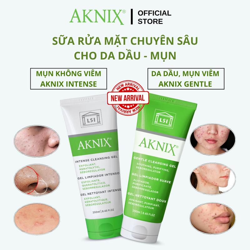 Sữa Rửa Mặt  AKNIX Cho Da Dầu , Mụn Viêm, Mụn Không Viêm Nhập Khẩu Pháp