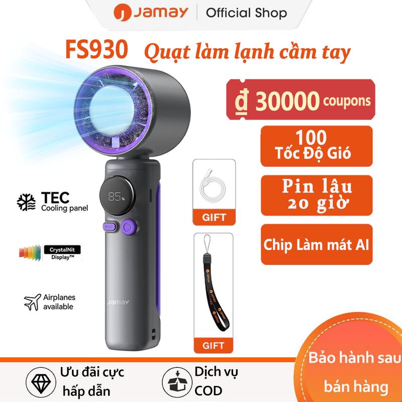 TẶNG QUÀ JAMAY FS930 quạt cầm tay mini sò lạnh 100 mức gió mạnh mẽ Màn hình số cooling fan turbo quạt tốc độ cao Quạt mini siêu mát Đa năng sạc nhanh USB-C 14 giờ sử dụng liên tục siêu dài Được sạc Gọncó quạt điều hòa thịnh hành