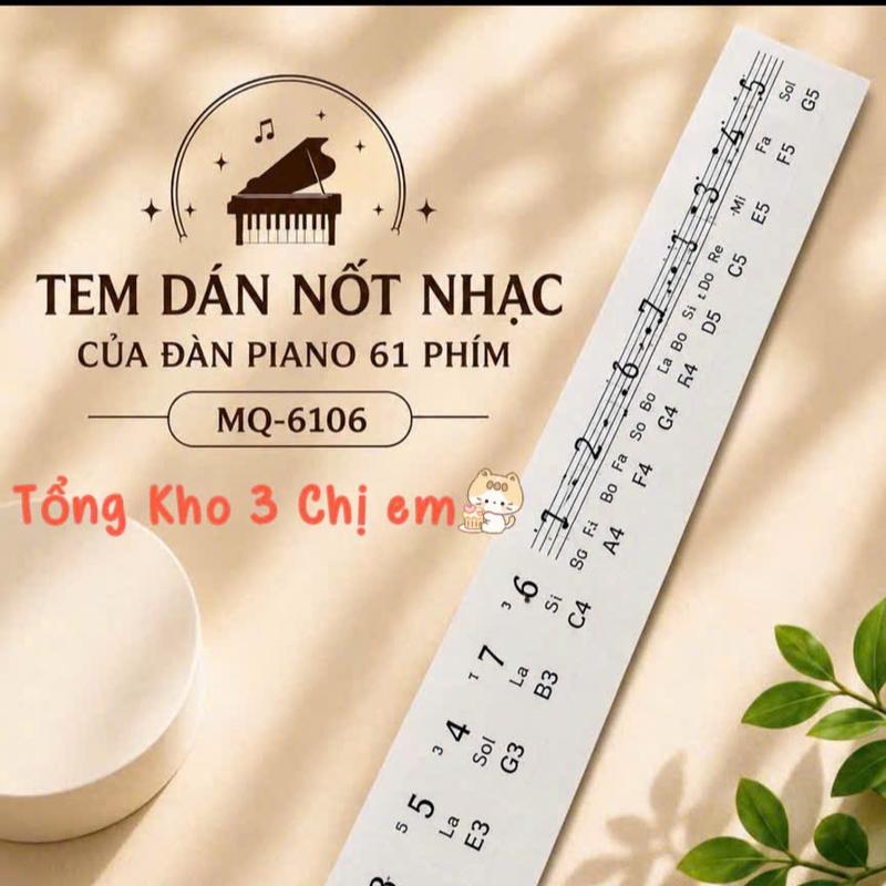 Bộ Dán Phím Đàn Piano 61 Phím MQ-6106 Giúp Bé Phân Biệt Nốt Nhạc Thiết Kế Nhỏ Gọn Kí Hiệu Dễ Hiểu Phụ Kiện Cần Thiết