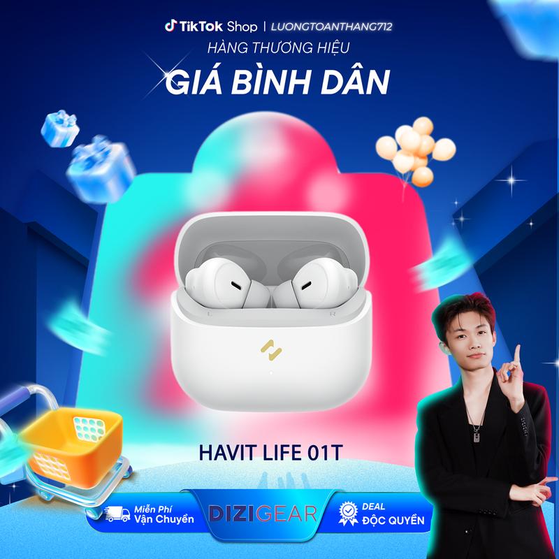 Deal Độc Quyền KOC Lương Toàn Thắng Tai Nghe TWS HAVIT LITE 01T BT 5.4 Gọn Nhẹ Màng Loa 13mm Công Nghệ AI Khử Ồn Nghe Đến 33H - Hàng Chính Hãng