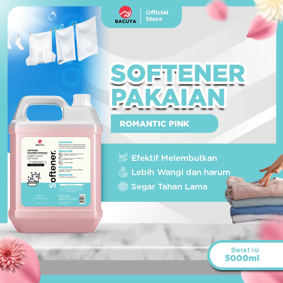 BACUYA Liquid Softener Pewangi Pakaian Segar dan Wangi Sepanjang Hari Harga Ekonomis 1 Liter